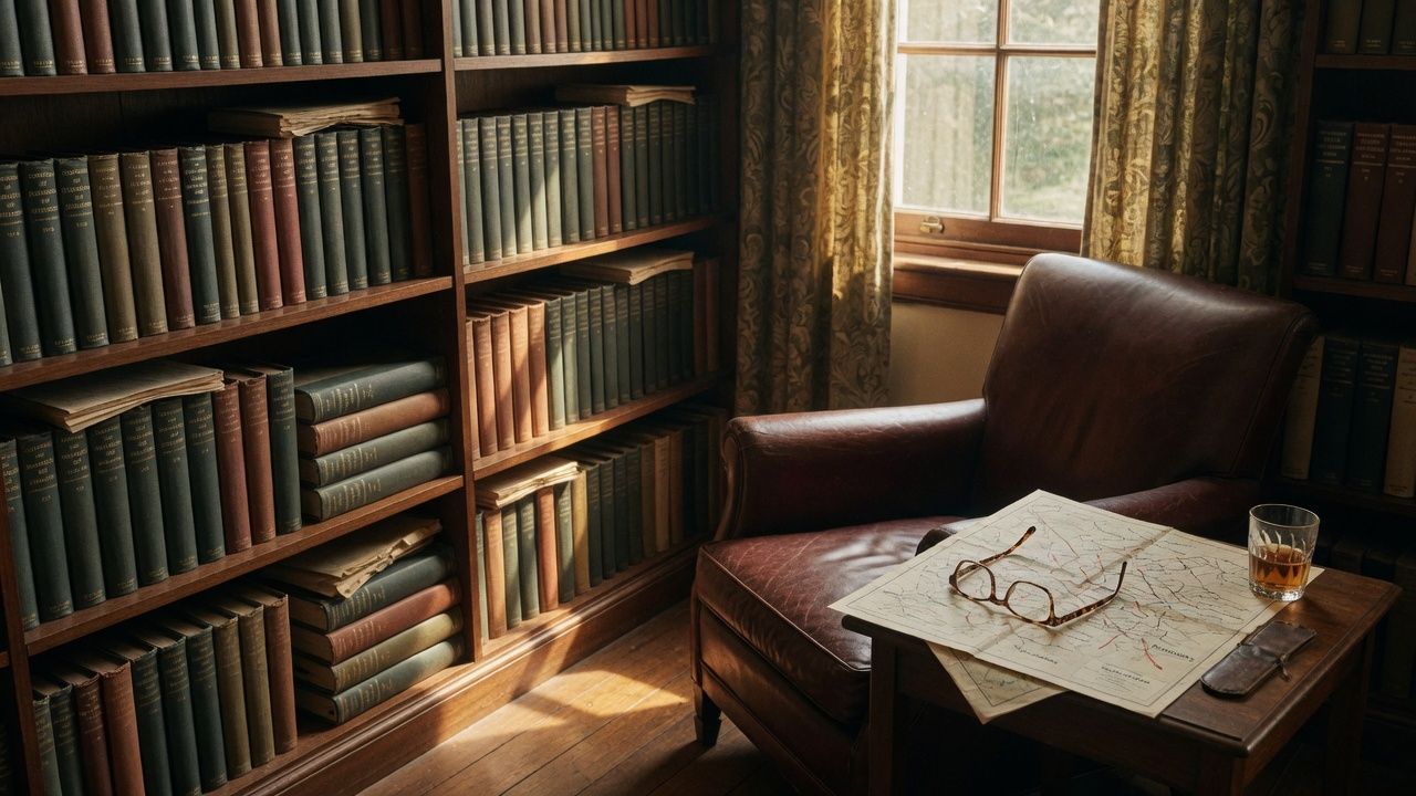 Wartime maps on an oak table